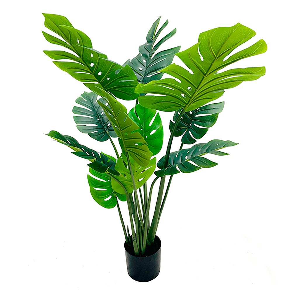 Planta artificial de Monstera de 110cm de altura-11 hojas -maceta negra de 17