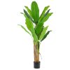 Planta artifical bananera de 190cm de altura-3 troncos Banano - 22 hojas - Cubierta de maceta negra de 20 cm con arena negra